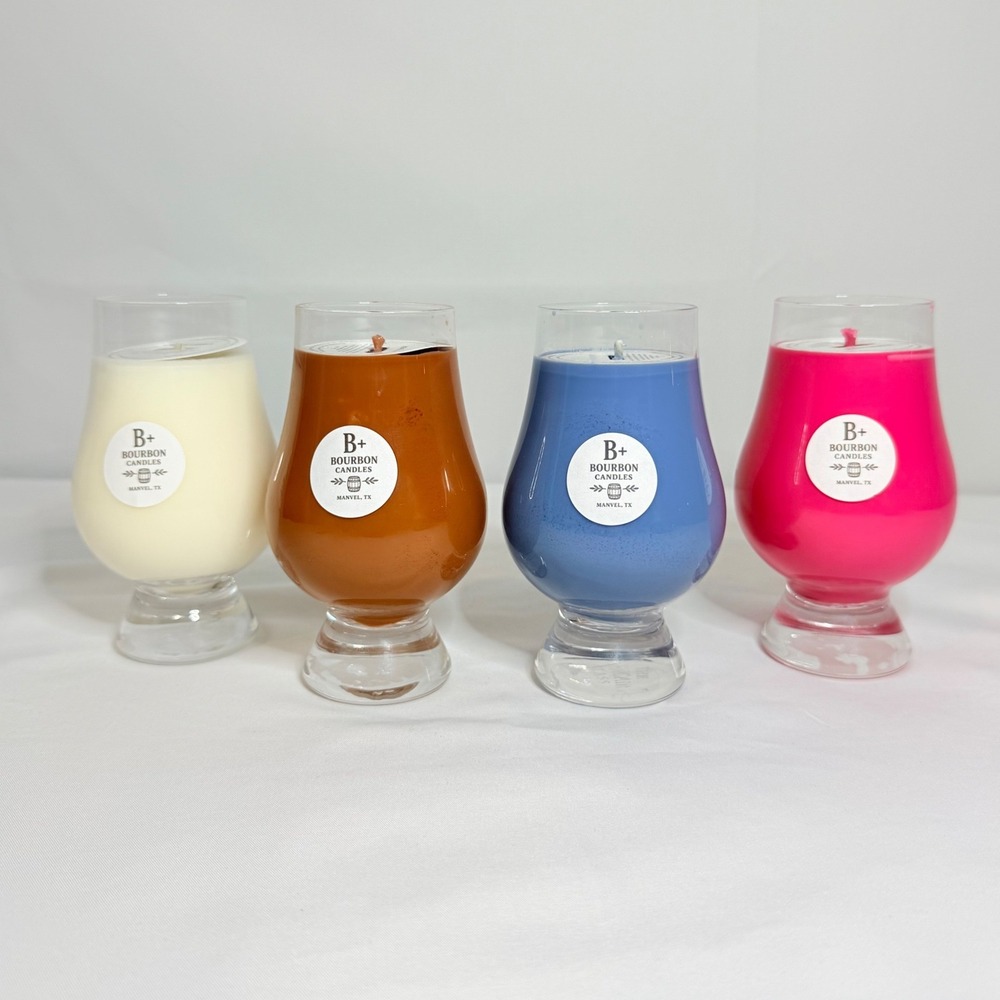 Glencairn B+ Bourbon Candles Hand Poured Scented Glass Set‎ of 4 Fathers Day